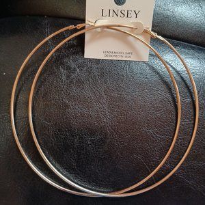 Large Hoop Oversized Earrings - Goldtone NWT